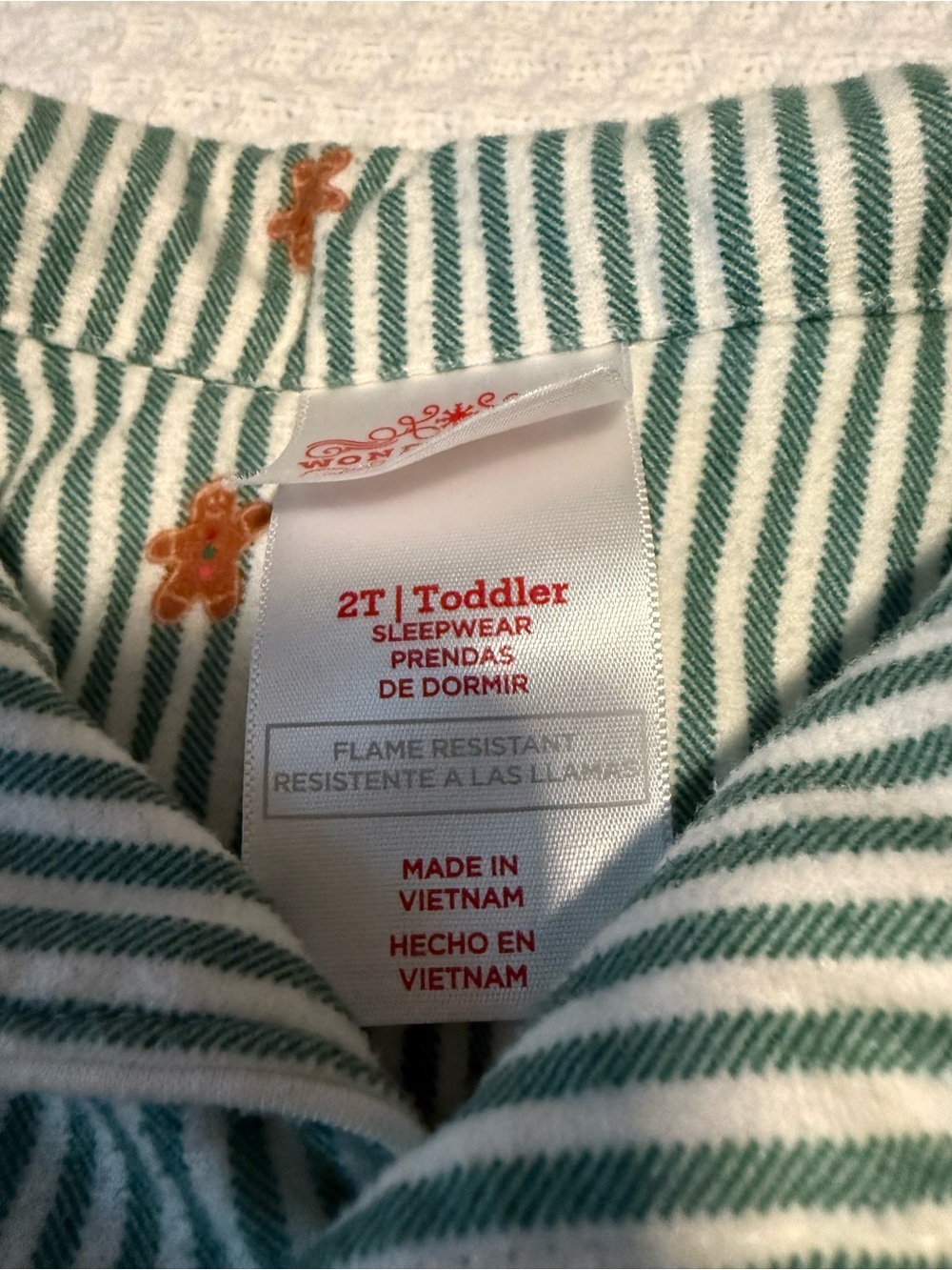 Wondershop Target Toddler 2T Gingerbread Christmas Pajama Set Green Stripe - Picture 4 of 5
